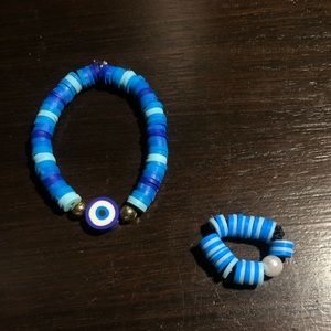 Preppy Ring and Bracelet Blue